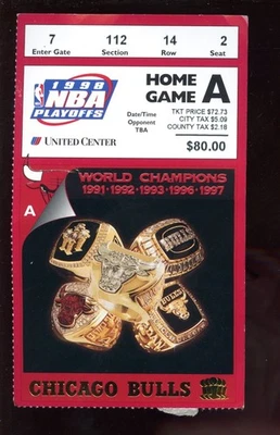 1998 NBA Playoff Ticket Stub A Heat at Chicago Bulls Michael Jordan 39 Points - Image 1 of 2