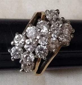 Vintage Beautifull Gold Tone Simulated 15 Diamond Engagement Ring Size 7 - Picture 1 of 4