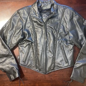 Chaqueta King De Colección Cuero Para Mujer Mediana Negra Motociclista Cremallera Completa - Imagen 1 de 6