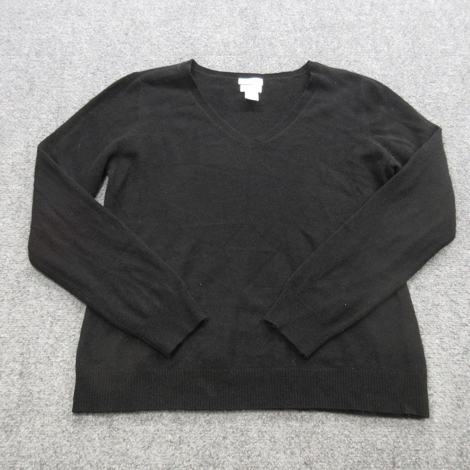 Suéter Jaclyn Smith Mujer Grande Negro 100% Cachemira Cuello en V Pullover Tejido Suave Foto 1 de 4