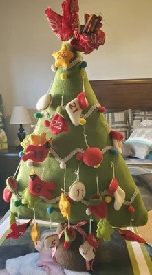 Fabric Christmas Tree Advent Calendar With 24 Plush Ornaments - Image 1 of 4