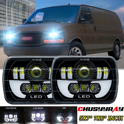 Faro LED alto/bajo halo DRL Fit 1996-2018 GMC Savana 1500 2500 3500 7x6" pulgadas Foto 1 de 4