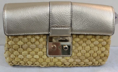 Michael Kors золото кожи и соломы Gabriella наплечная сумка сумочка цепочка ремень - Изображение 1 из 4