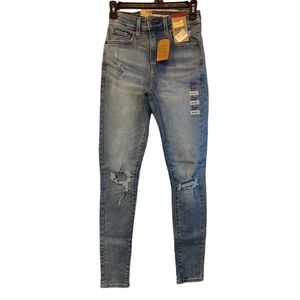Levi Strauss Co Womens Size 25x30 Jeans Light Wash Skinny High Rise Distressed - Picture 1 of 8