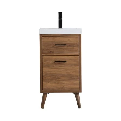 Elegante tocador de baño decoración 18 pulgadas en marrón nogal Foto 1 de 2