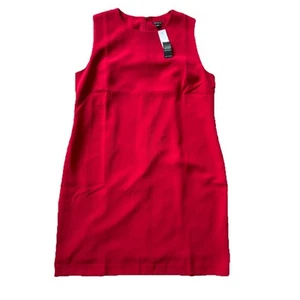 Ann Taylor Suiting Collection Fluid Crepe Red Sleeveless Shift Dress Size 16 - Picture 1 of 11