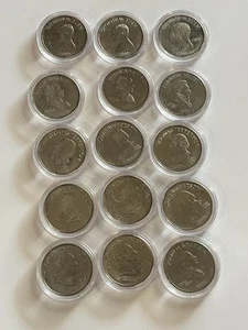 Lot of 15 - 2000 Republic Of Liberia $5 Dollar Coins Washington Jefferson Adams - Picture 1 of 7
