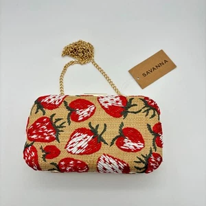 NUEVO CON ETIQUETAS Cartera sin asas de hombro Sabana bordada fresa fruta, TikTok Viral - Imagen 1 de 6