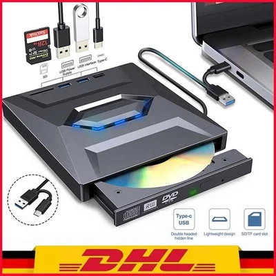 USB 3.0 Type C Externes CD/DVD Laufwerk Brenner Player für Laptop PC Windows 11 - Bild 1 von 4