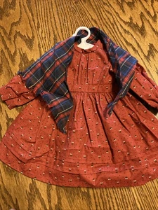 Pleasant Company Kirsten Doll Red Calico School Dress and shawl American Girl - Picture 1 of 5