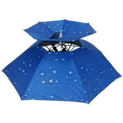 Headband Umbrella Fishing Hat Outdoor Camping Headwear Rain Gear Folding parasol - Image 1 of 4