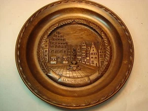 Vintage Carved Wood Luneburg Sand Souvenir Plaque Plate Germany - Picture 1 of 7