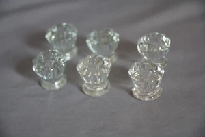 SET 6 ANTIQUE 10 PT CRYSTAL GLASS KITCHEN DRAWER DOOR KNOBS WITH SCREWS (R46) - Picture 1 of 5