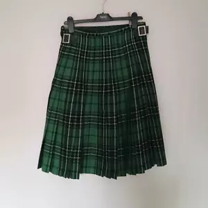 Vintage R W Forsyth of Glasgow and Edinburgh Kilt Size L Green Square Wool Skirt - Picture 1 of 10