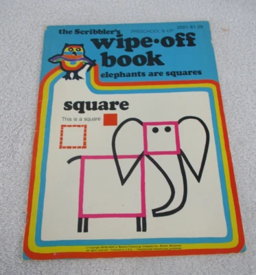 Scribbler's Wipe Off Book Elephants Are Squares Paperback Preschool And Up VTG - Image 1 of 4