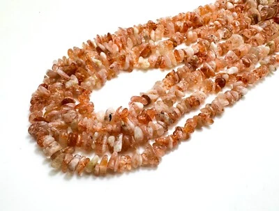 Natural Sunstone Chip Beads 5–8mm 15.5" Strand Orange Crystal Gemstone PGS107 - Image 1 of 4