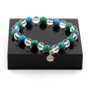 Armband Perlen Chrysocolla + Quarz 8 Mm. Made IN Frankreich - Bild 1 von 7