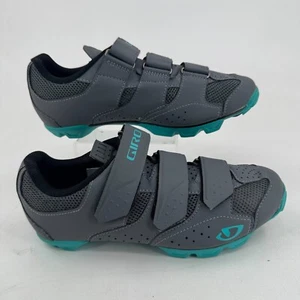 Giro Riela RII Cycling Shoes WOMENS Gray Blue Hook & Loop Close SIZE 8.5 - Picture 1 of 19