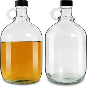 2 Pack 64Oz Glass Gallon Jugs with Handle & Black Plastic Lids - Half-Gallon & G - Picture 1 of 12