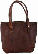 Tote Bag Leather Messenger Shoulder Cross Body Bag Women Genuine Brown Purse 16"