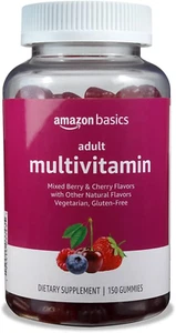 Amazon Basics Adult Multivitamin, 150 Gummies, 75-Day Supply, Mixed Berry & Cher - Picture 1 of 8