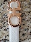 Ferragamo white leather belt with gold Big buckle 24 - 38 