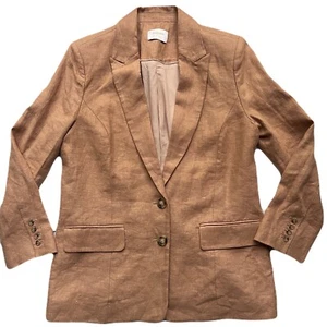 Auguste Size S / 8 Relaxed Boyfriend Fit 100% Linen Blazer Jacket - Picture 1 of 8