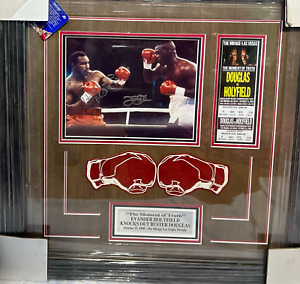 Evander Holyfield & Buster Douglas Signed Boxing Framed Photo Ticket 23 x 23 COA