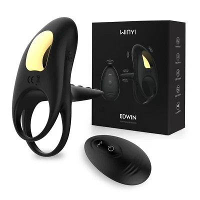 Anillo vibrador para pene de varias velocidades con control remoto inalámbrico juguetes sexuales para pareja Foto 1 de 4