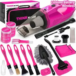 Pink Car Vacuum Kit,8000PA Cordless Handheld Vacuum,Car Detailing Brush,Gift - Picture 1 of 9