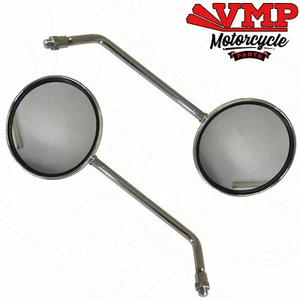 LAMBRETTA VESPA LML NECO RETRO SCOOTER ROUND MIRROR PAIR CHROME HIGH QUALITY M10 - Picture 1 of 9