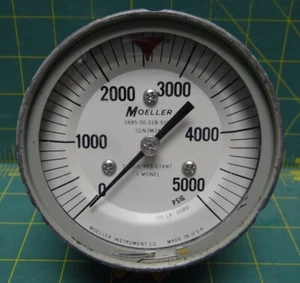 Moeller 3 1/2" Pressure Gauge 0-5000 PSI NSN 6685-00-228-9361 - Picture 1 of 8