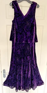 Country Casuals purple velvet devore sequin sparkle evening occasion dress 14 - Picture 1 of 14