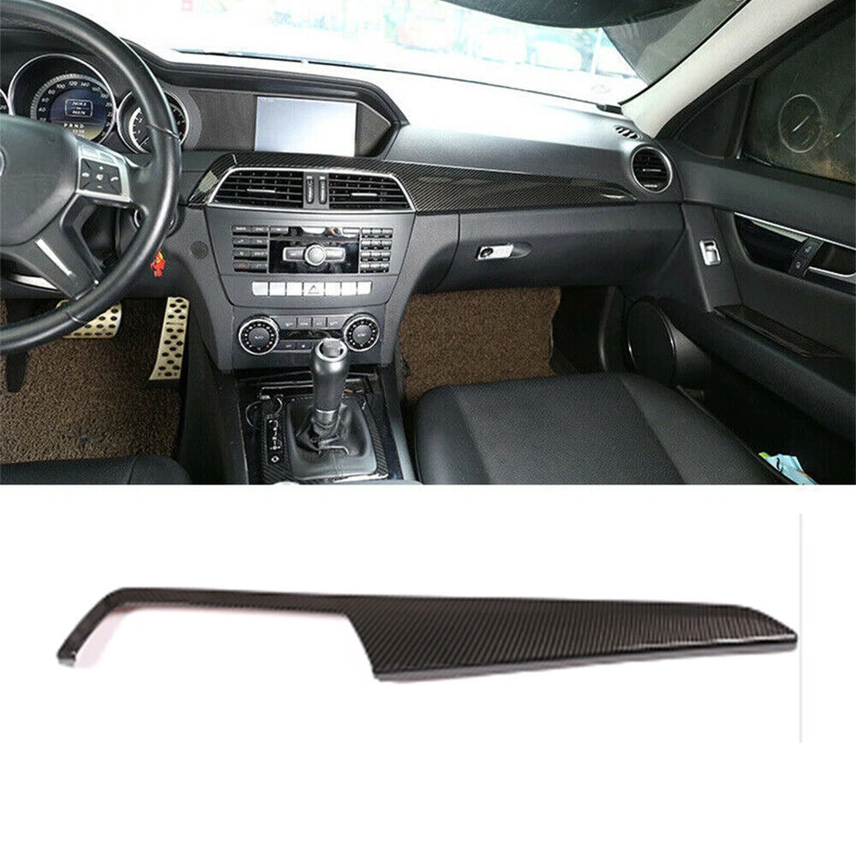 Kit de tira de moldura de consola central de carbono apta para Mercedes-Benz Clase C W204 2010-13 Foto 1 de 4