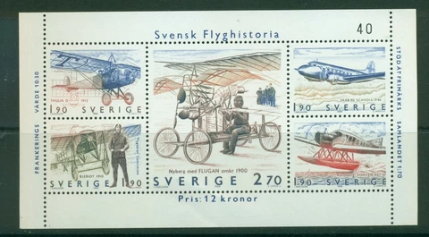 Sweden #1515 (1984 Aviation History sheet) VFMNH CV $3.75 Cover
