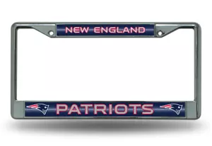 Telaio targa metallo cromato New England Patriots BLING auto camion nuovo con etichette - Foto 1 di 1