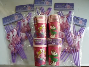 NEW KIDS PARTY CUPS & STRAWS, 32 FAIRY CUPS & 40 BALLERINA STRAWS SEE ALL PHOTOS - Picture 1 of 4