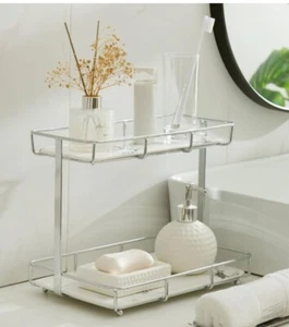Badezimmer Arbeitsplatte Organizer 2-stufig Aufbewahrung Regal Make-up Hautpflege Halter - Bild 1 von 9