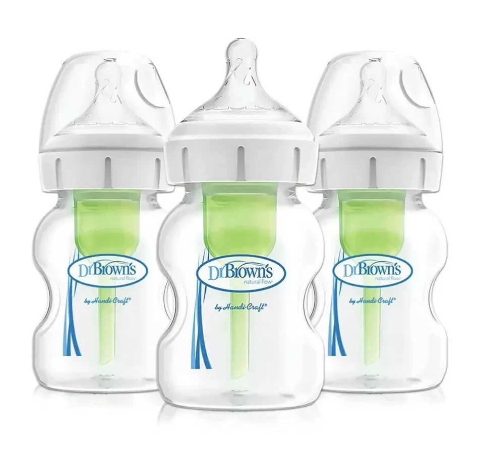 Paquete de 3 opciones Dr. Brown's + biberón anticólicos cuello ancho - 5 oz Foto 1 de 4