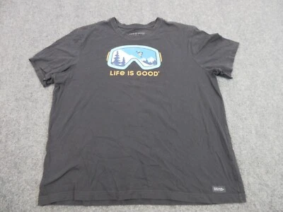 Life Is Good Camisa Para Hombres Extra Grande Negra Preppy Informal Gafas de Snowboard Foto 1 de 4