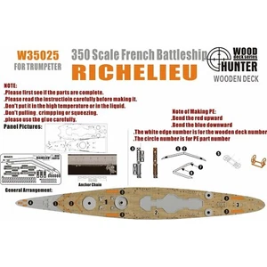 Hunter W35025 1/350 Wood Deck French Battleship RICHELIEU FOR TRUMPETER 05311 - Picture 1 of 3