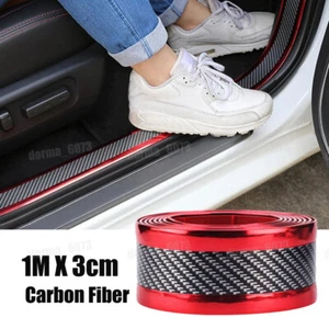 Carbon Fiber Car Door Sill Scuff Cover Plate Protector Accessories Decal Sticker - Picture 1 of 13