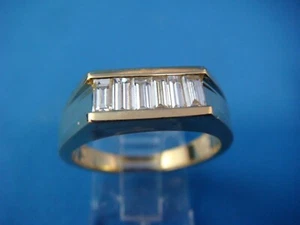 18 KT GOLD MEN'S VERY CLEAN BAUGETTE DIAMONDS BAND-RING 9.3 GRAMS SIZE 93/4 - Picture 1 of 9
