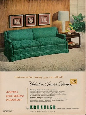 1953 Home Furniture Sofa Couch Vintage Print Ad Kroehler Chicago IL Family Livin - Image 1 of 4