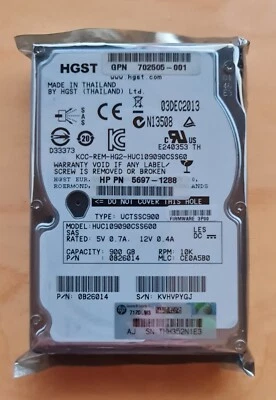 900GB SAS 6G 10k 64MB 2.5" HGST HUC109090CSS600 0B26037 Dell HP EMC IBM Lenovo - Image 1 of 4