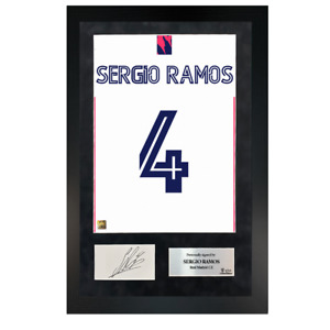 Authentic Hand-Signed Premium Framed Sergio Ramos Madrid Shirt Poster W/COA