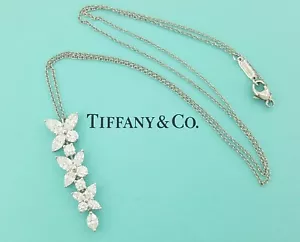 Tiffany & Co Victoria Diamond Mixed Cluster Drop Pendant Platinum 2.12ct $30.6k - Picture 1 of 12