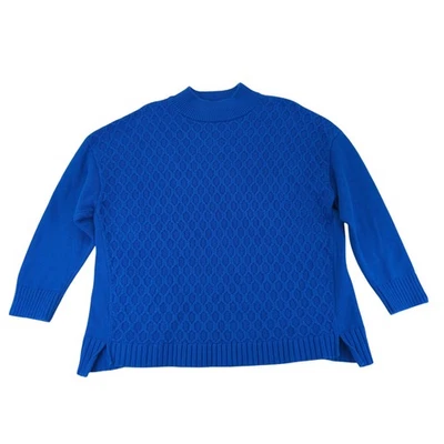 Talbots Plus Sweater Mock Neck Blue 2X Woman Cable Knit Winter Pullover Cozy - Image 1 of 4