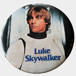 VTG 1977 ORIGINAL STAR WARS Luke Skywalker 3" Button Pinback Pin Badge FACTORS - Picture 1 of 3