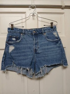 H&M Women’s Denim Blue Cut Off Jean Shorts Size 10 - Picture 1 of 5